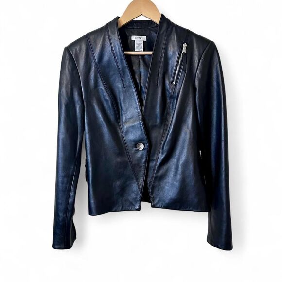 Cashé Black Genuine Leather Jacket Size Small - Picture 1 of 8
